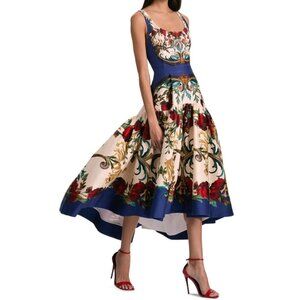 Alice + Olivia Blue and Red Floral High Low Dress
